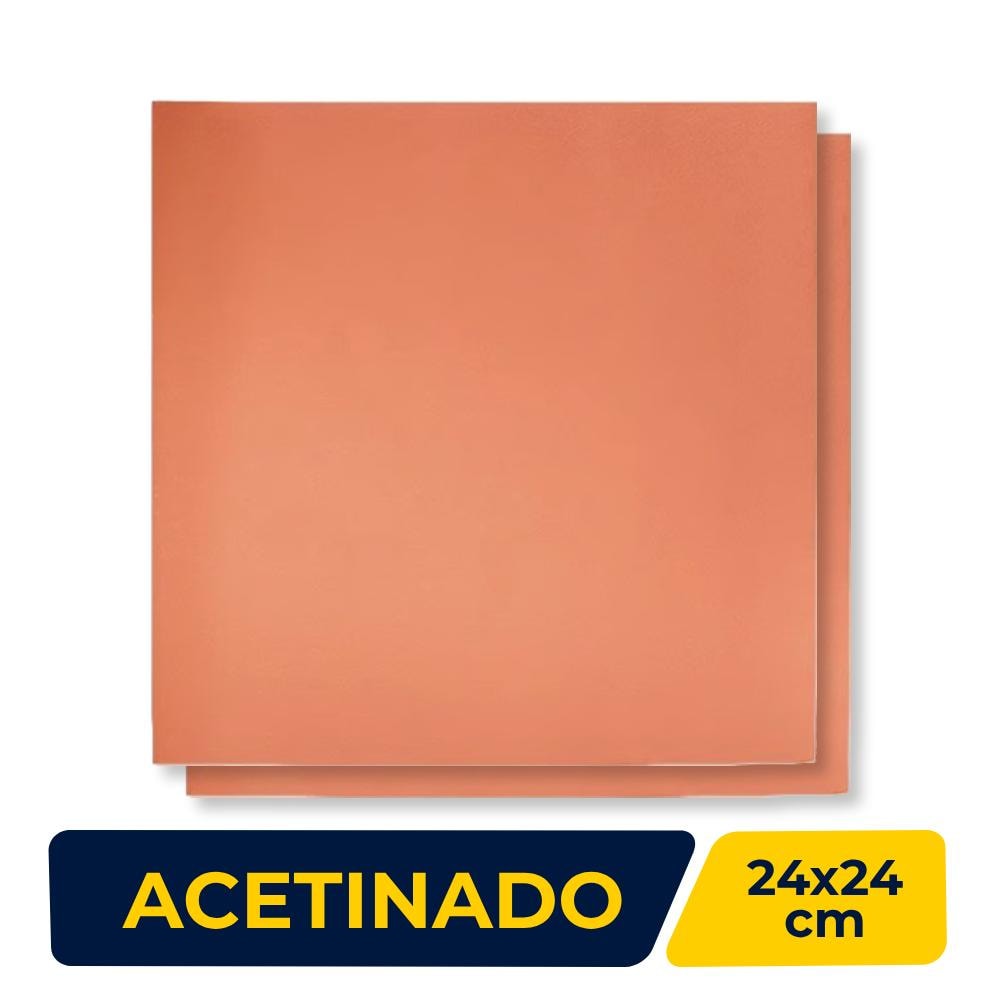 Revestimento Cerâmico Lajota Liso 24x24cm Eurogres Terracota 240240 - Caixa com 16 Peças