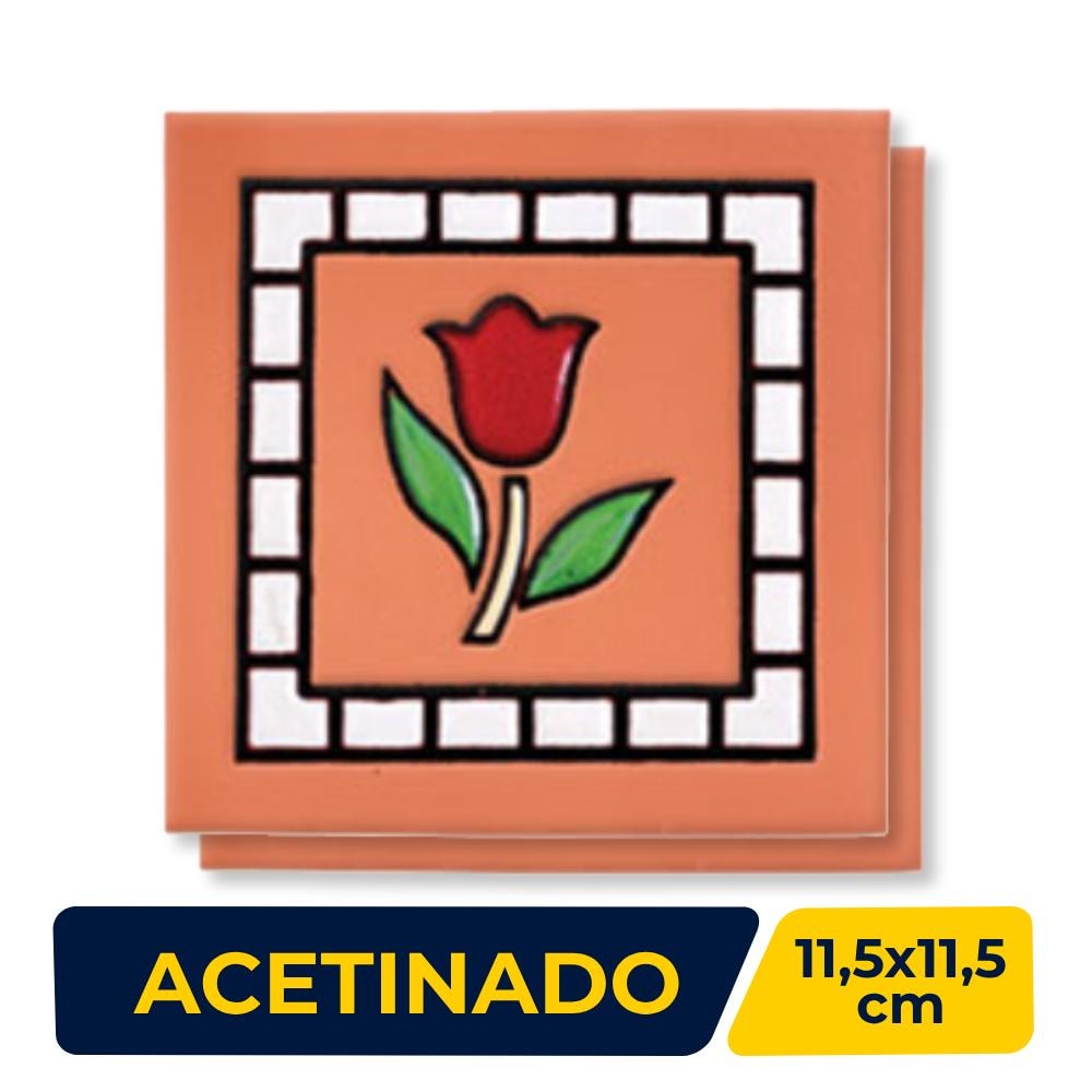 Revestimento Cerâmico Tozeto 11,5x11,5cm Eurogres Terracota Unidade - 100622