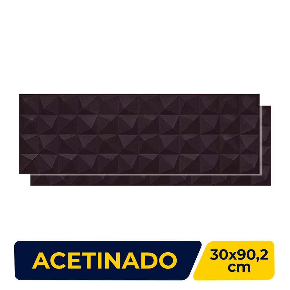 Revestimento de Parede Matte 30x90,2cm Caixa 0,81m² Roca Plier Black Retificado - FCG01AW161