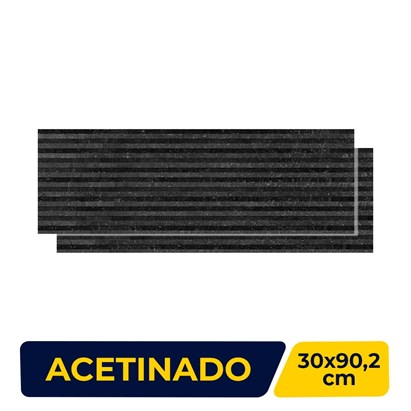 Revestimento de Parede Matte 30x90,2cm Caixa 1,08m² Roca Lithus Giz Black Retificado - FZD00AW16