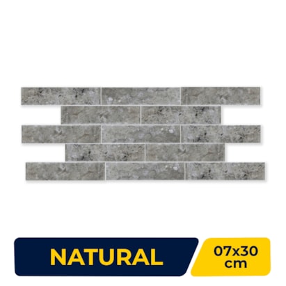 Revestimento de Parede Natural 7x30cm Caixa 0,21m² Ritallio Mattone Grigio - 2070004