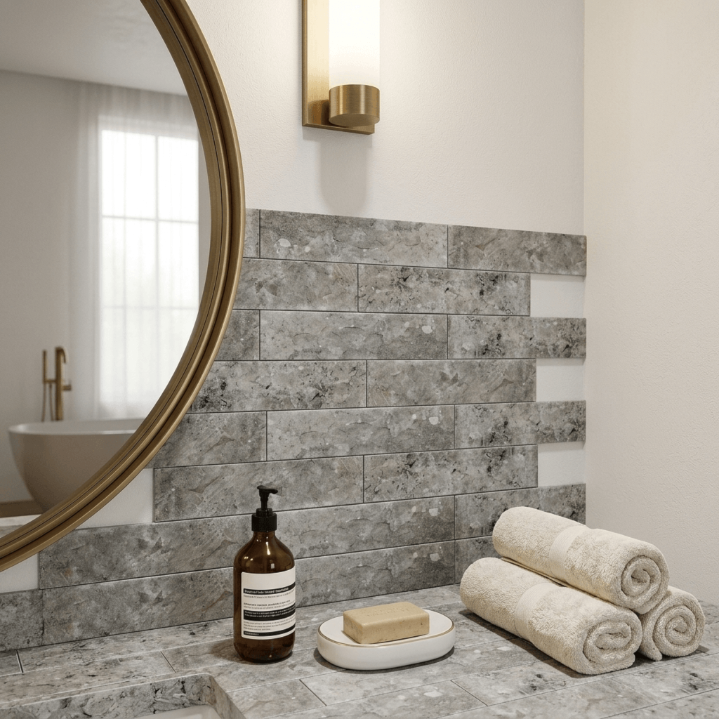Revestimento de Parede Natural 7x30cm Caixa 0,21m² Ritallio Mattone Grigio Retificado - 2070004
