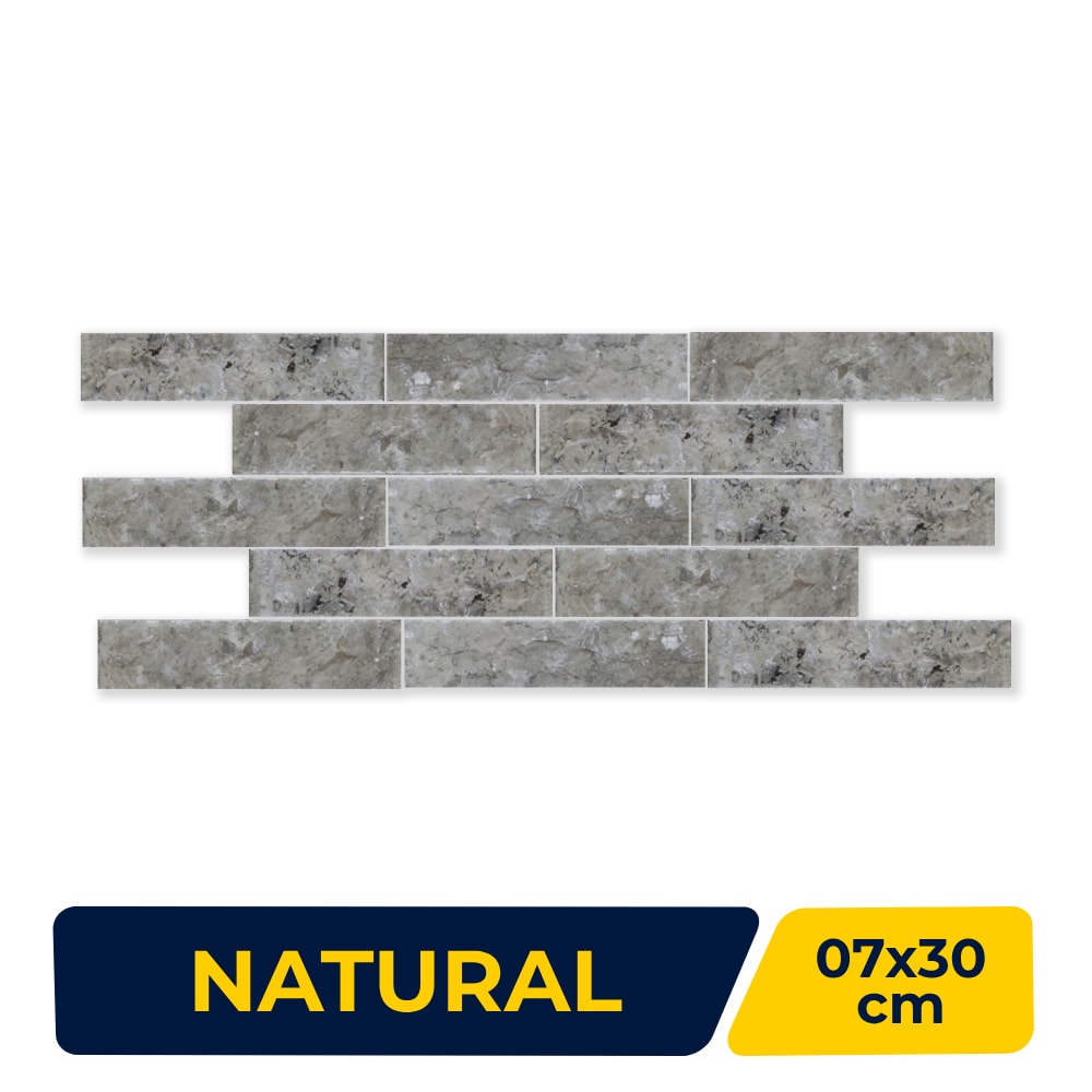 Revestimento de Parede Natural 7x30cm Caixa 0,21m² Ritallio Mattone Grigio Retificado - 2070004