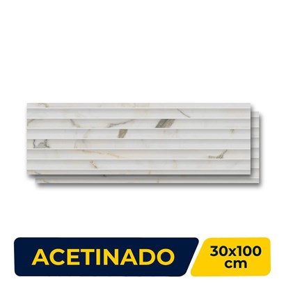 Revestimento de Parede Porcelanato Acetinado 32x100cm Caixa 1,28m² Tracos Monaco Retificado - 5004366