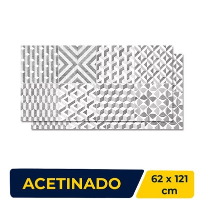 Revestimento de Parede Porcelanato Acetinado 62x121cm Caixa 2,25m² Damme Scket Retificado - AGR12173