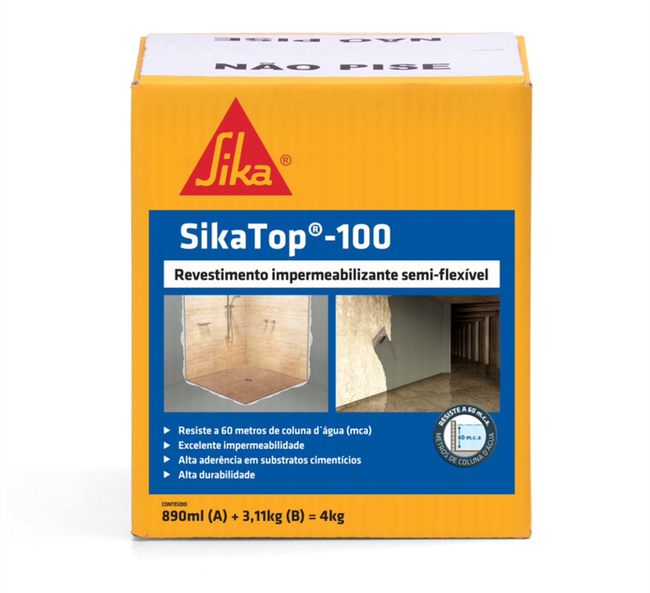 Revestimento Impermeabilizante SikaTop 100 Bicomponente Semi-Flexível 4Kg - 428058
