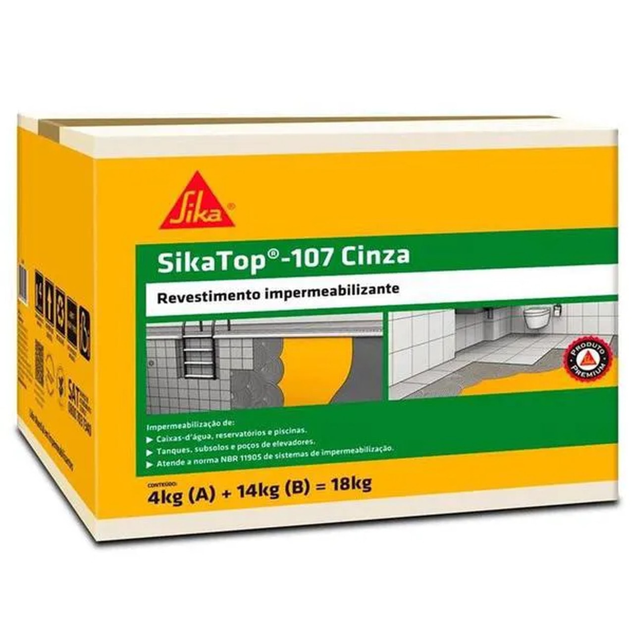 Revestimento Impermeabilizante SikaTop 107 Bicomponente Semi-Flexível 18Kg - 427869