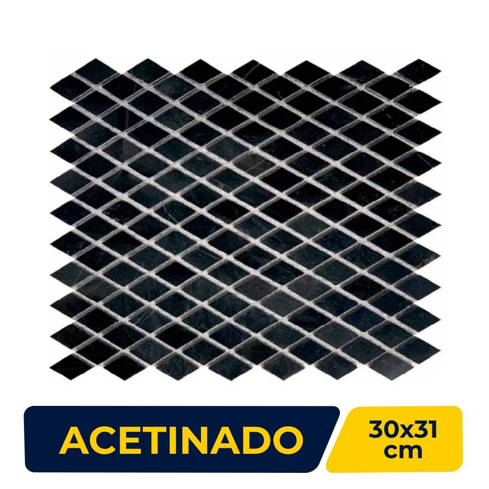 Revestimento Pastilha 30x31cm Portinari Prosa Diamond Black Retificado 6060139 - Caixa com 11 peças