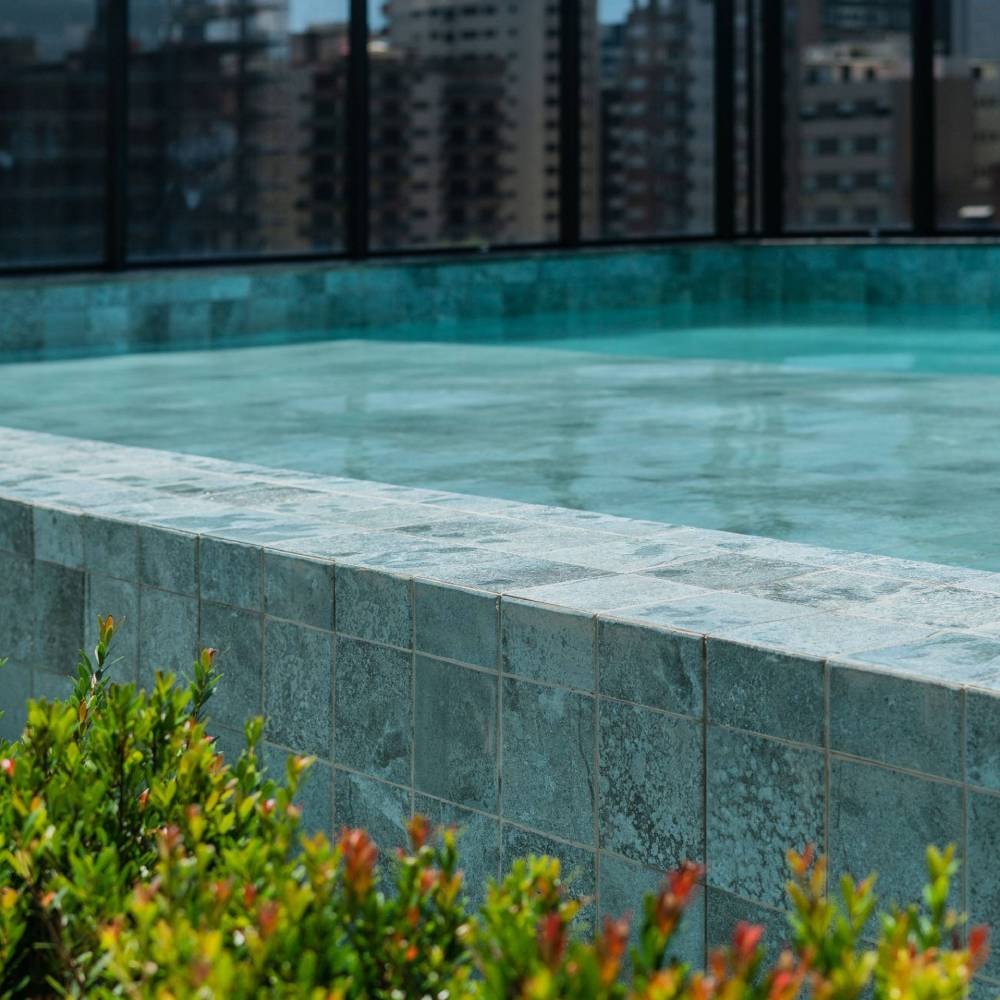 Revestimento Porcelanato Acetinado 15,5x15,5cm Caixa 1,29m² Decortiles Atol Turquesa Bold - 8041291/8040259