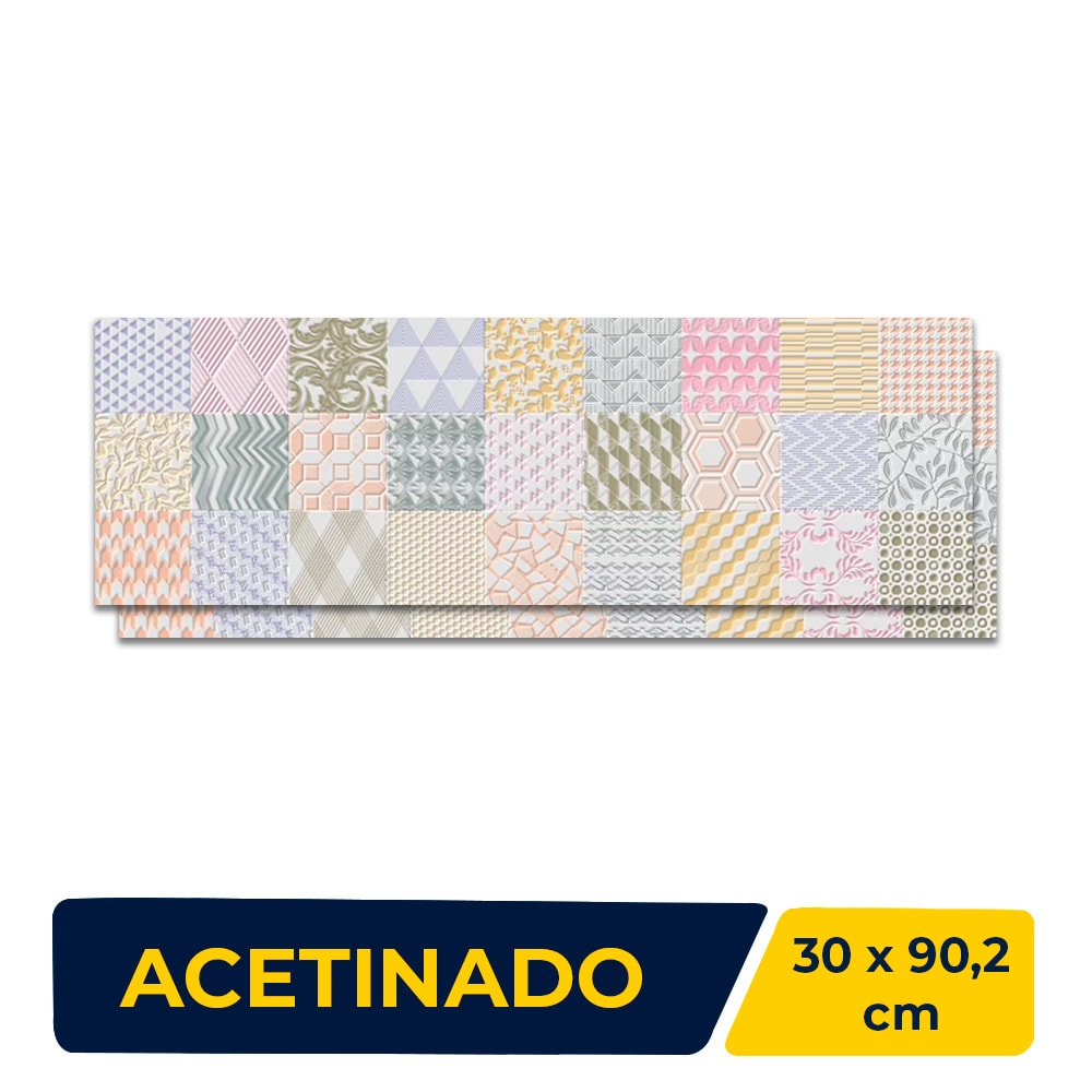 Revestimento Porcelanato Acetinado 30x90,2cm Caixa 1,08m² Incepa Alfama Candy Retificado - INC12300001