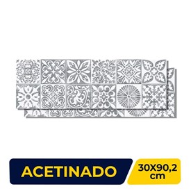 Revestimento Porcelanato Acetinado 30x90,2cm Caixa 1,08m² Roca INS Marrocos Antracita MT Retificado - FZH02AW15