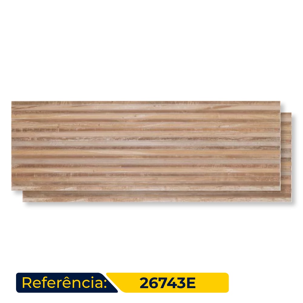 Revestimento Porcelanato Acetinado 30x90cm Caixa 1,07m² Portobello Canela Decor Ripado Retificado - 26743E