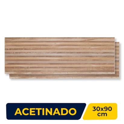 Revestimento Porcelanato Acetinado 30x90cm Caixa 1,07m² Portobello Canela Decor Ripado Retificado - 26743E