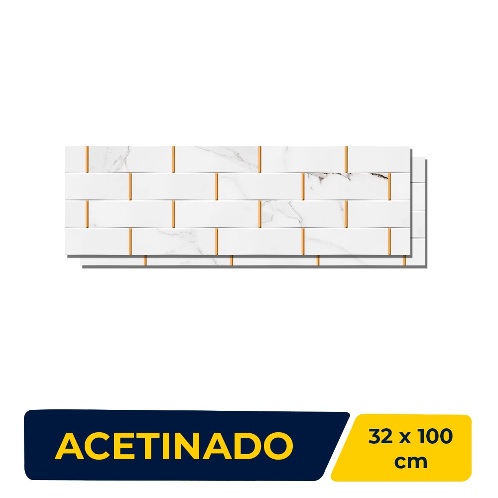 Revestimento Porcelanato Acetinado 32x100cm Caixa 1,28m² Ceusa Trama Rimini Retificado - 5004334
