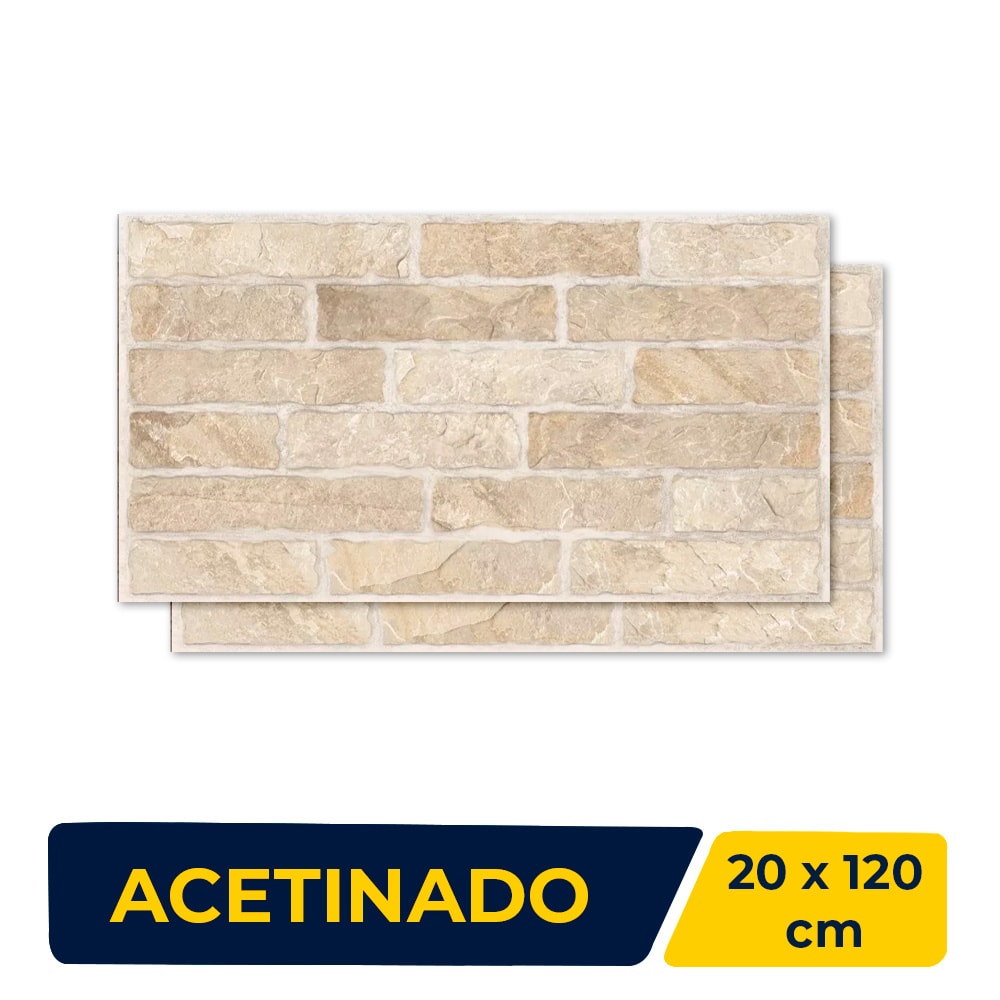 Revestimento Porcelanato Acetinado 33X60cm Caixa 1,95 m² Esther Brick Ingles Bege - ART58973