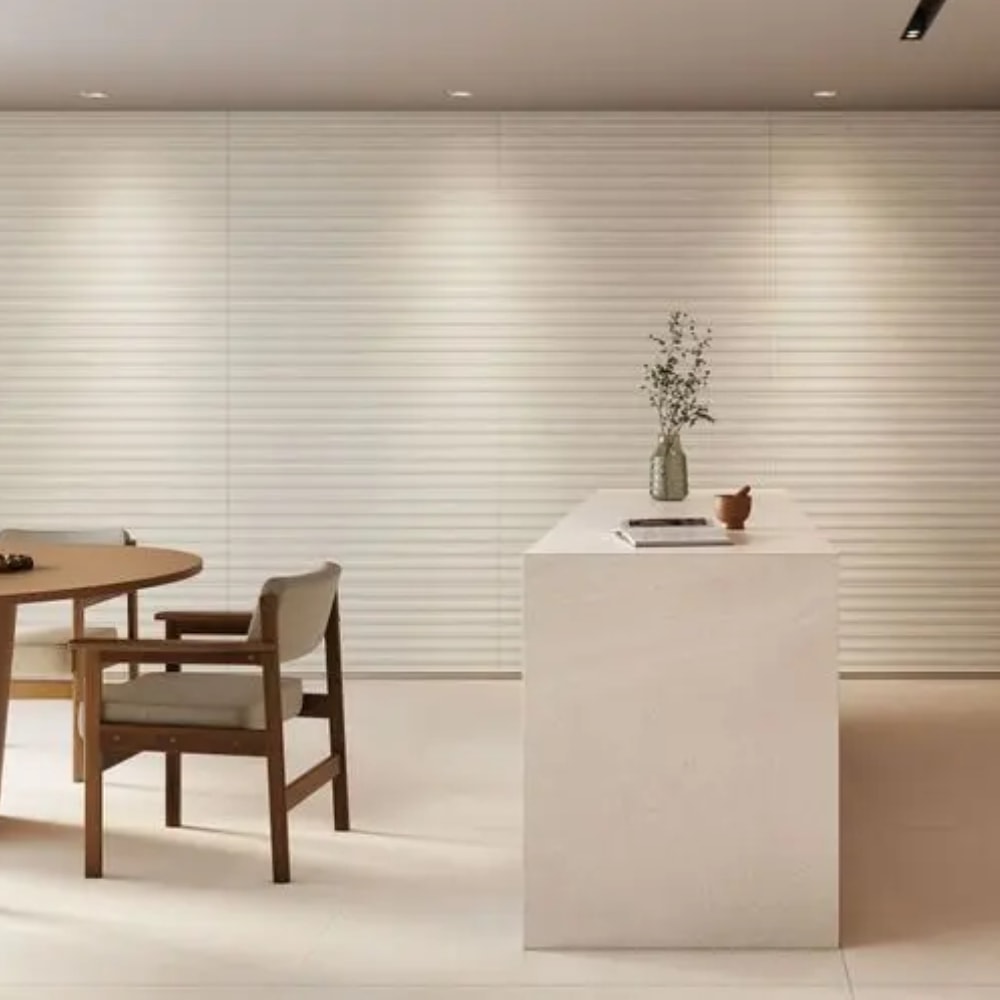 Revestimento Porcelanato Acetinado 40x120cm Caixa 1,44m² Portinari Santorini Ripado OFW Retificado - 6063284