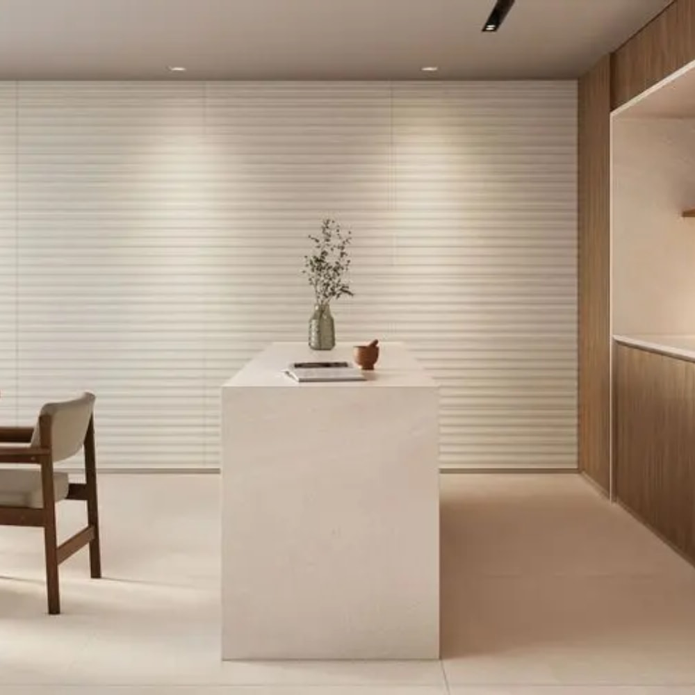 Revestimento Porcelanato Acetinado 40x120cm Caixa 1,44m² Portinari Santorini Ripado SBE Retificado - 6063285