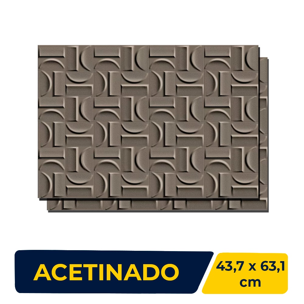 Revestimento Porcelanato Acetinado 43,7 x 63,1cm Caixa 1,65m² Ceusa Arcos Chumbo Retificado - 5008498