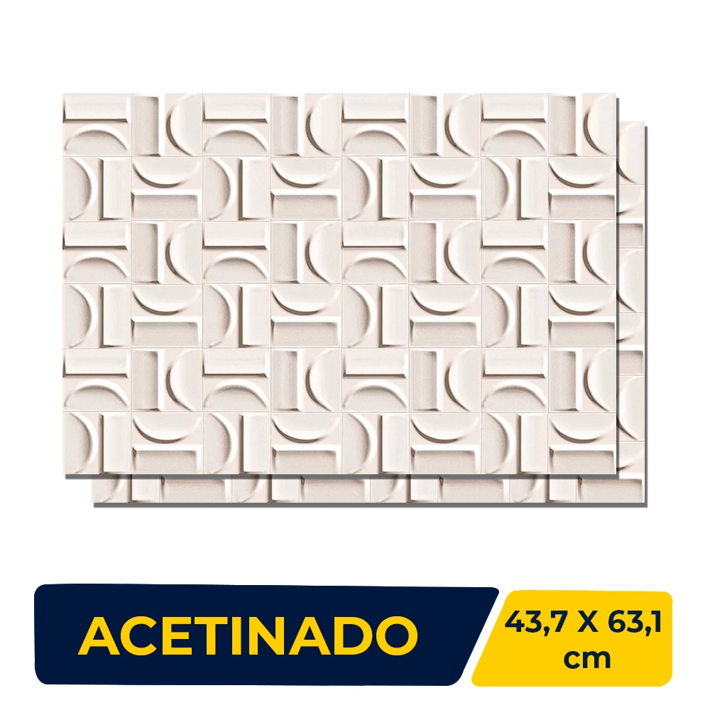 Revestimento Porcelanato Acetinado 43.7x63.1cm Caixa 1,65m² Ceusa Arcos Brancos Retificado - 5008478