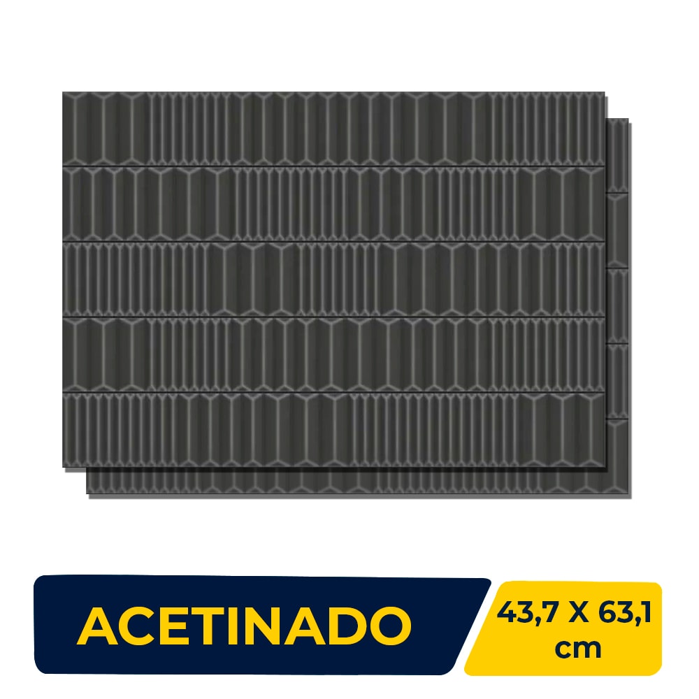 Revestimento Porcelanato Acetinado 43.7x63.1cm Caixa 1,65m² Ceusa Canudos Grafite Retificado - 5008448