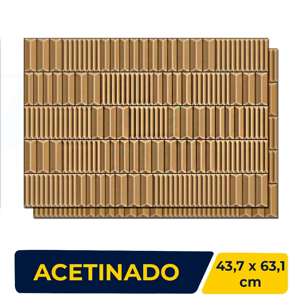 Revestimento Porcelanato Acetinado 43.7x63.1cm Caixa 1,65m² Ceusa Canudos Mostarda Retifiacdo - 5008449
