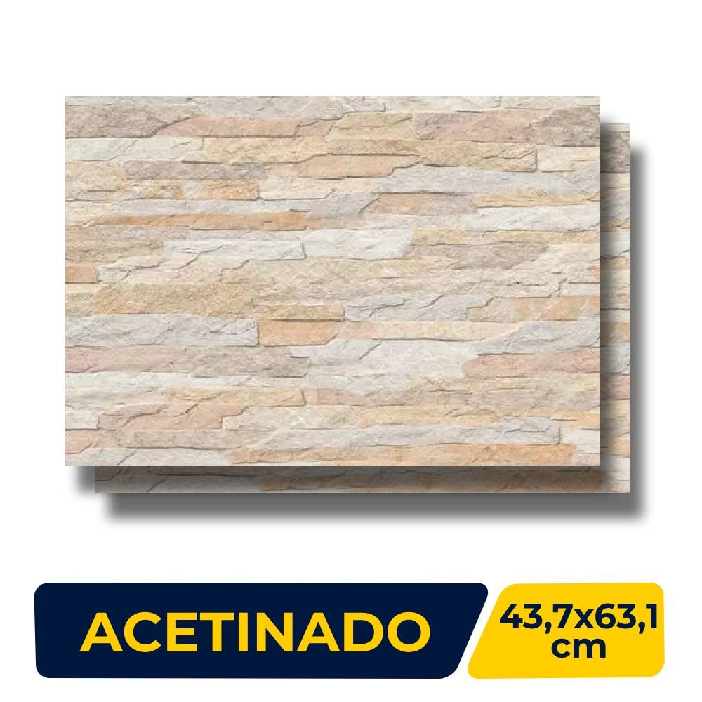 Revestimento Porcelanato Acetinado 43.7x63.1cm Caixa 1,65m² Ceusa Filetado Bege Retificado - 5008181