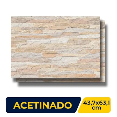 Revestimento Porcelanato Acetinado 43.7x63.1cm Caixa 1,65m² Ceusa Filetado Bege Retificado - 5008181