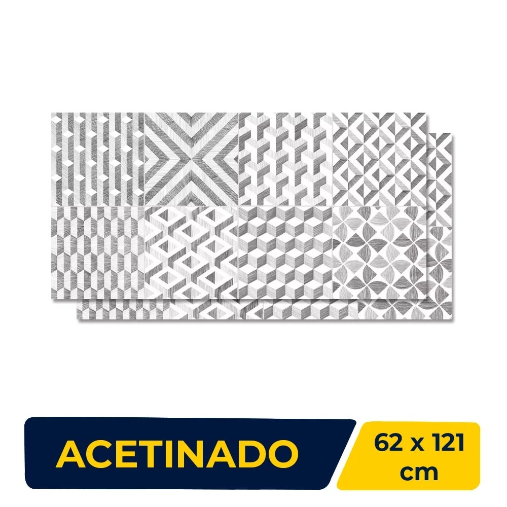 Revestimento Porcelanato Acetinado 62x121cm Caixa 2,25m² Damme Scket Retificado - AGR12173