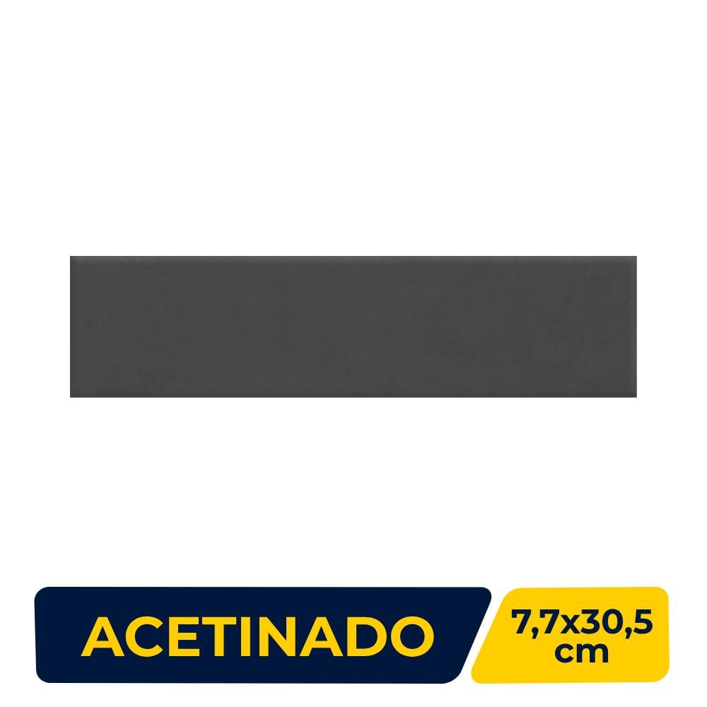 Revestimento Porcelanato Acetinado 7,7x30,5cm Caixa 1,08m² Roca Fit Black - F76B0JZ16