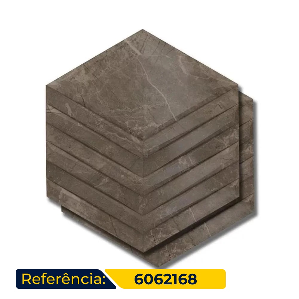 Revestimento Porcelanato Acetinado Hexagonal 17,5x17,5cm Caixa 0,26m² Portinari Castellon Hexa BW Bold - 6062168