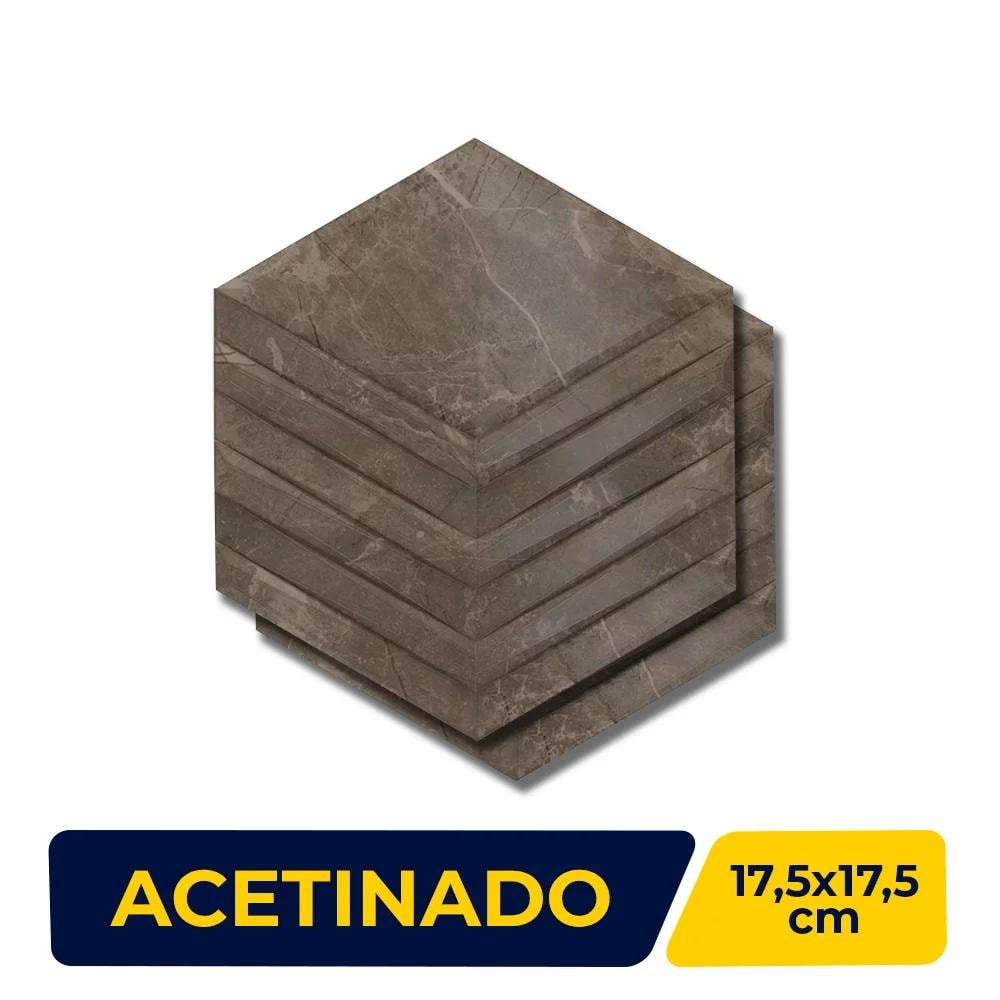 Revestimento Porcelanato Acetinado Hexagonal 17,5x17,5cm Caixa 0,26m² Portinari Castellon Hexa BW Bold - 6062168