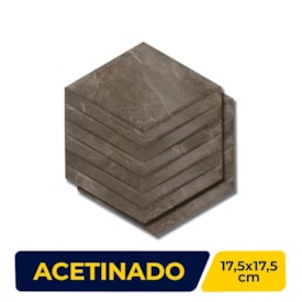 Revestimento Porcelanato Acetinado Hexagonal 17,5x17,5cm Caixa 0,26m² Portinari Castellon Hexa BW Bold - 6062168