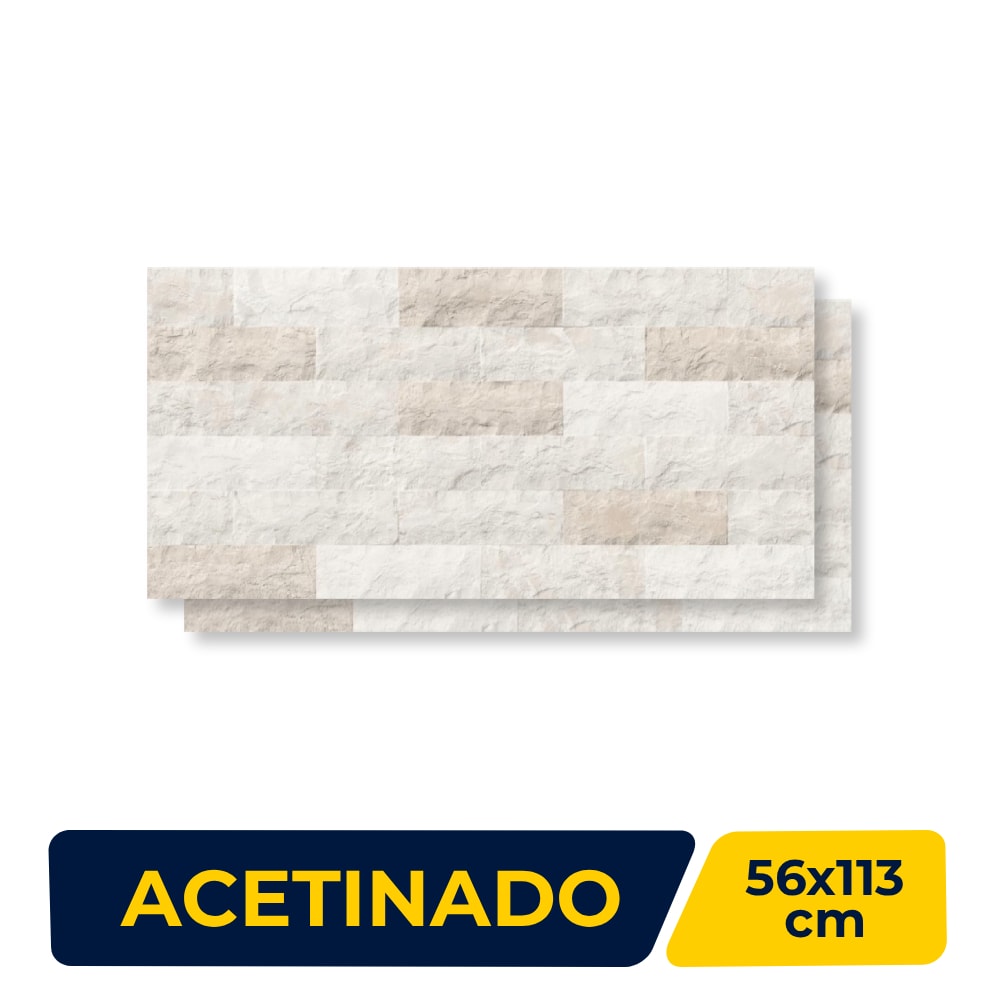 Revestimento Porcelanato Acetinado Savane 56x113cm Rock Face Trulli Retificado