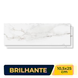 Revestimento Porcelanato Brilhante 10,5x25cm Caixa 1,05m² Roca Carrara Blanco Bold - UWCB100-410