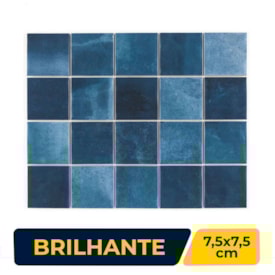 Revestimento Porcelanato Brilhante 7,5x7,5cm Caixa 1,59m² Eliane Noronha Mar Mesh - 8040055