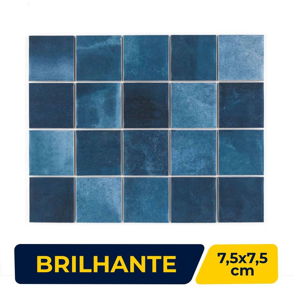 Revestimento Porcelanato Brilhante 7,5x7,5cm Caixa 1,59m² Eliane Noronha Mar Mesh Bold - 8040055