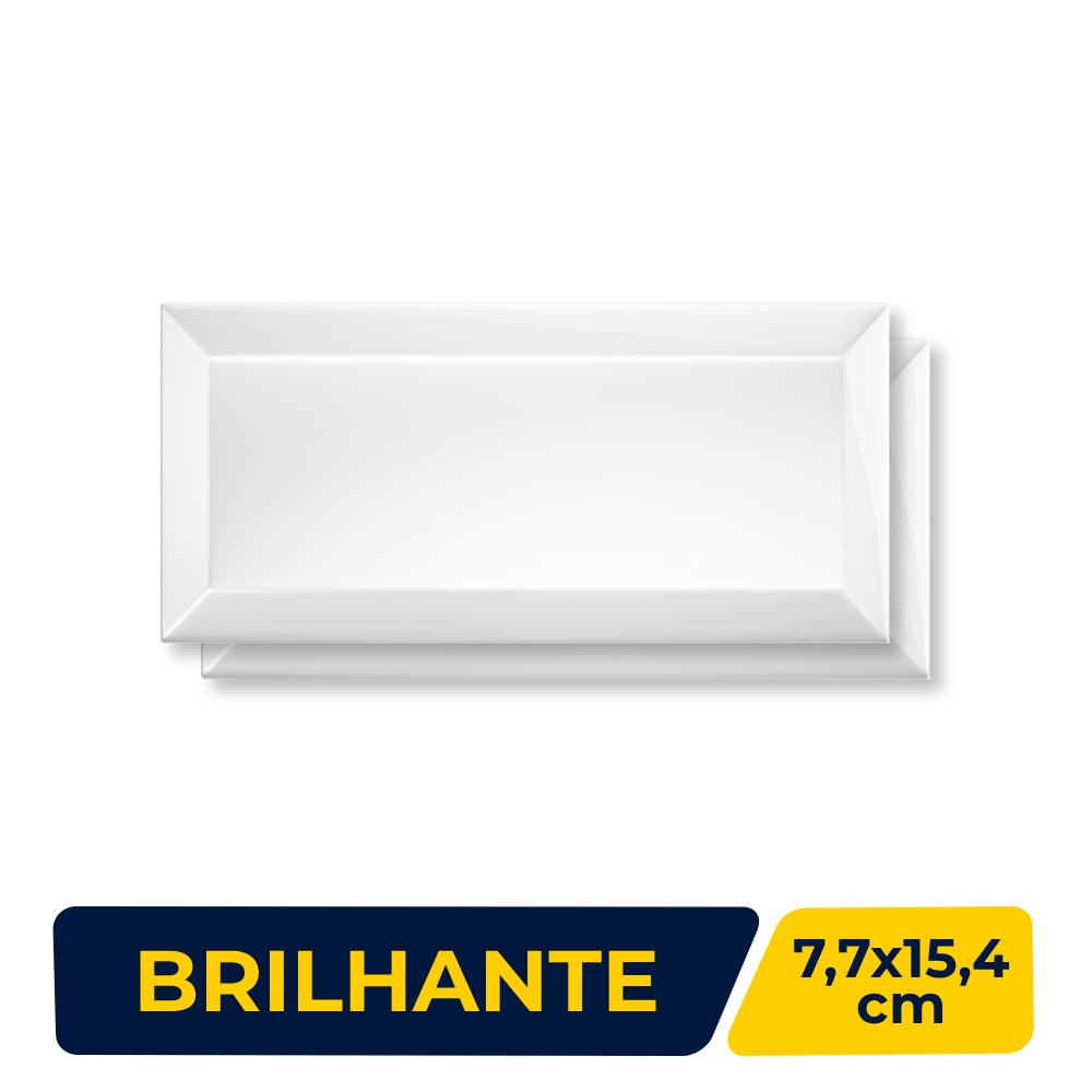 Revestimento Porcelanato Brilhante 7,7x15,4cm Caixa 0,93m² Roca Bisotê Blanco Bold - FYO01GQ011