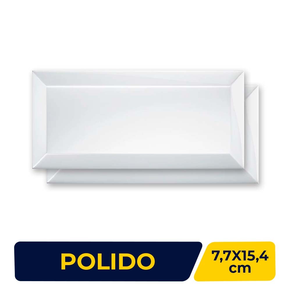 Revestimento Porcelanato Brilhante 7,7x15,4cm Caixa 0,93m² Roca Bisote Blanco Bold - FYO01GQ011