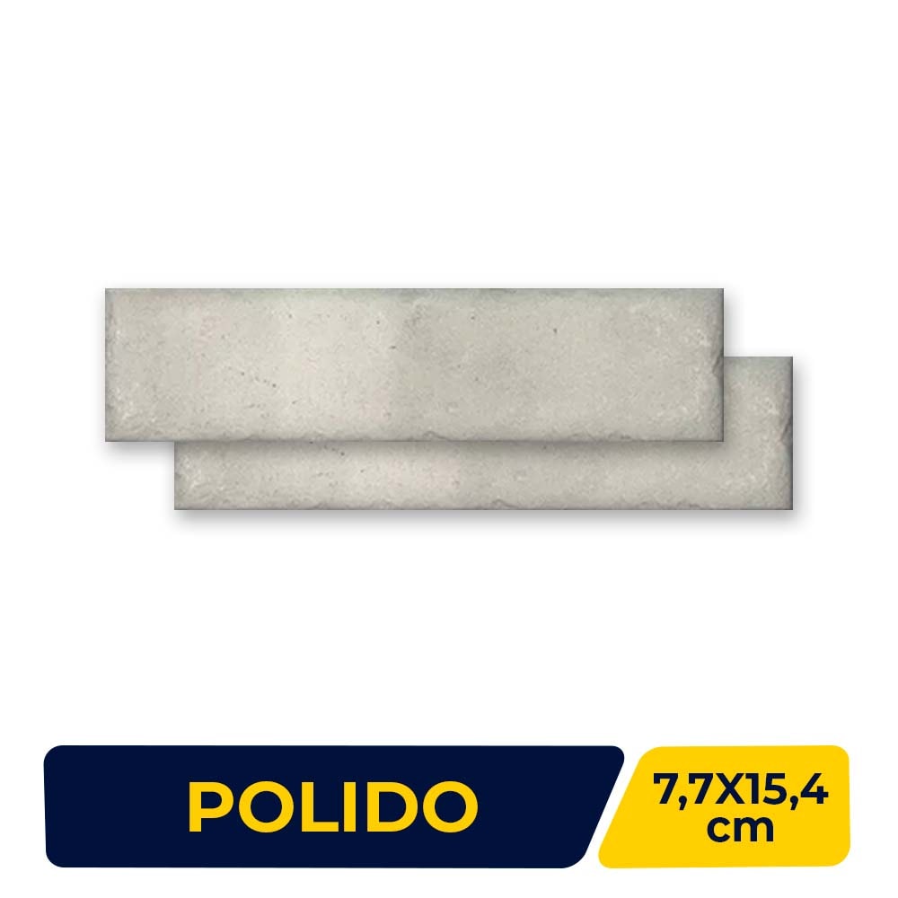 Revestimento Porcelanato Brilhante 7,7x15,4cm Caixa 1,17m² Roca Brickell Gris - FOU011S02