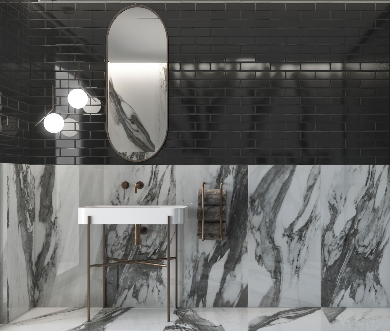 Revestimento Porcelanato Brilhante 7x25cm Caixa 0,52m² Decortiles Color Mind Black - 8042105