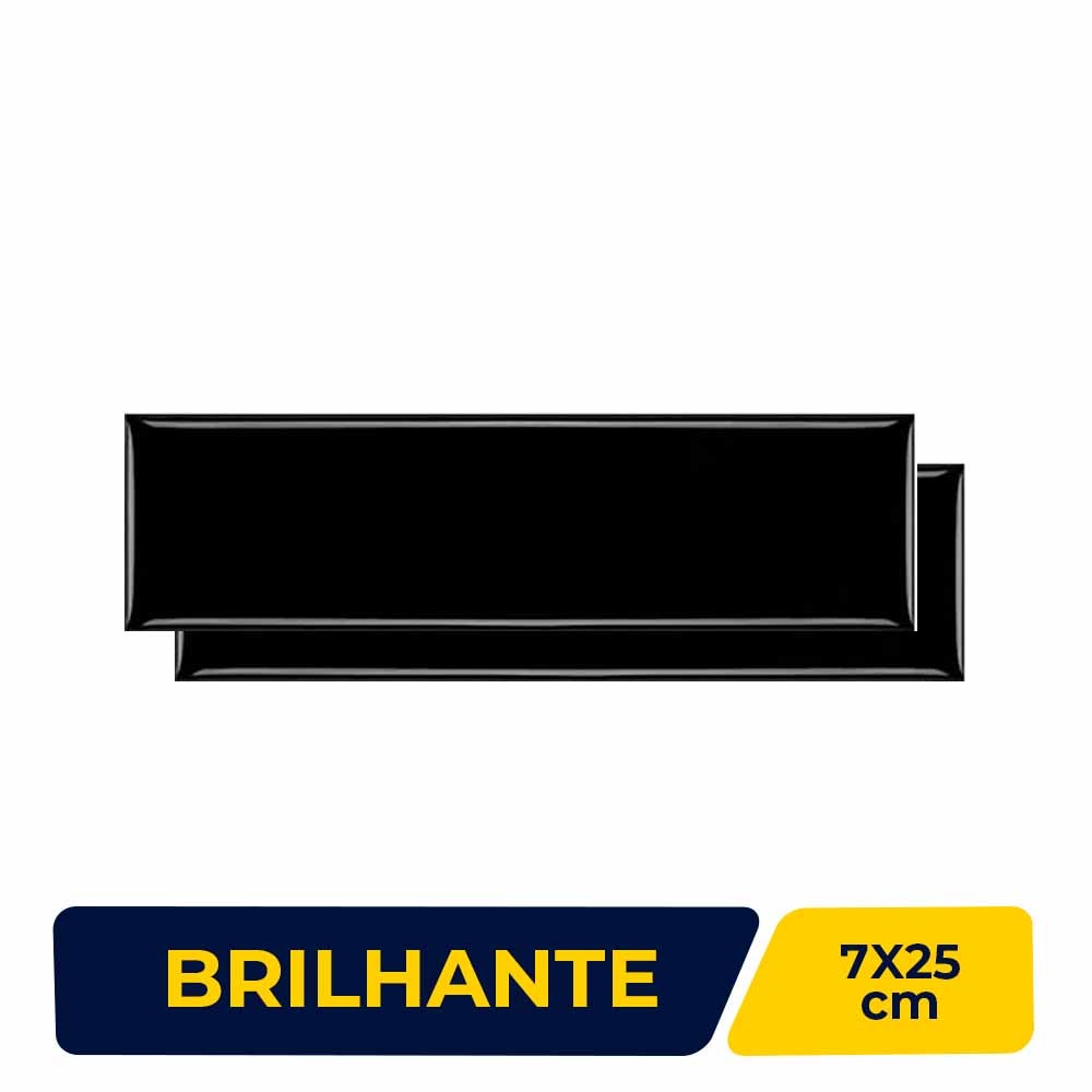 Revestimento Porcelanato Brilhante 7x25cm Caixa 0,52m² Decortiles Color Mind Black - 8042105