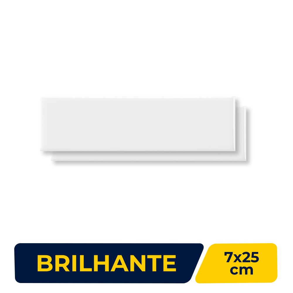 Revestimento Porcelanato Brilhante 7x25cm Caixa 0,52m² Decortiles Mind Light Branco Bold - 8042116