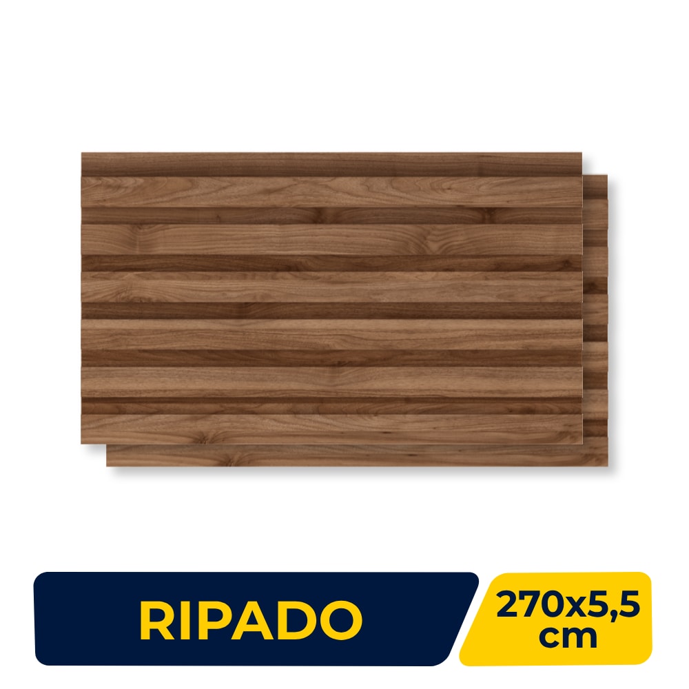 Ripado em Barras 270x5,5cm Caixa 0,75m² Eucatex RU Noce Oro - 7961228