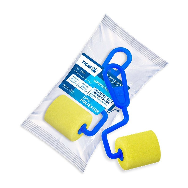 Rolo De Espuma Tinta Verniz Esmalte e Óleo Superfície Madeira Tigre