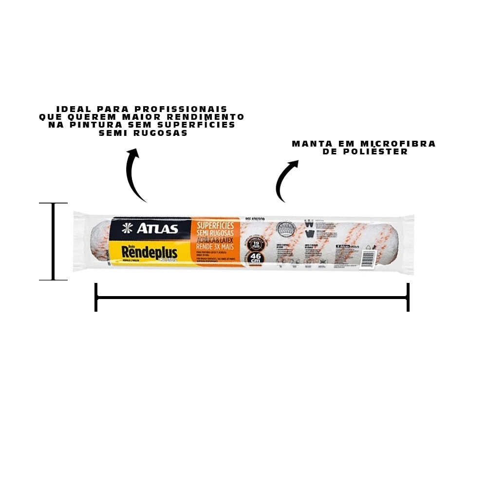 Rolo de Pintura Atlas Rendeplus Lâ Sintética 46cm - AT927/19