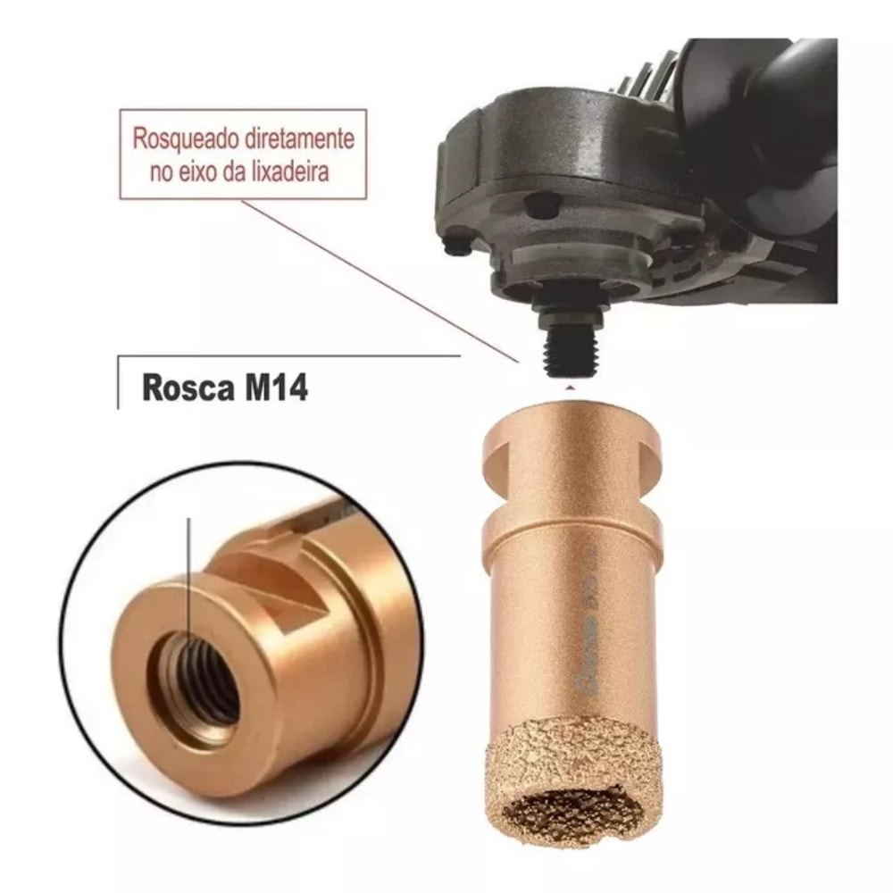 Serra Copo Diamantada Cortag 25mm para Esmerilhadeira Rosca M14 - 61872