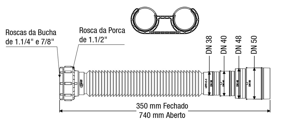 Sifão Censi 74cm Branco - 7150-04025