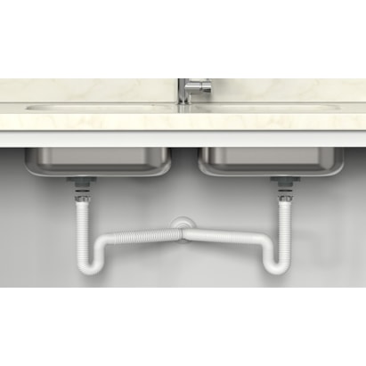 Sifão Duplo Flexivel Blukit Branco - 5600 030206-41 / 030206-425