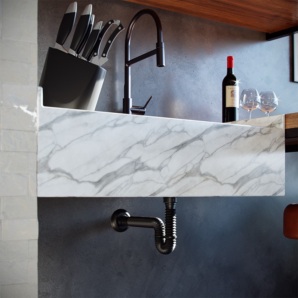 Sifão Tubo Extensível Censi 0,69m Black Fosco Com Suporte e Canopla - 7202