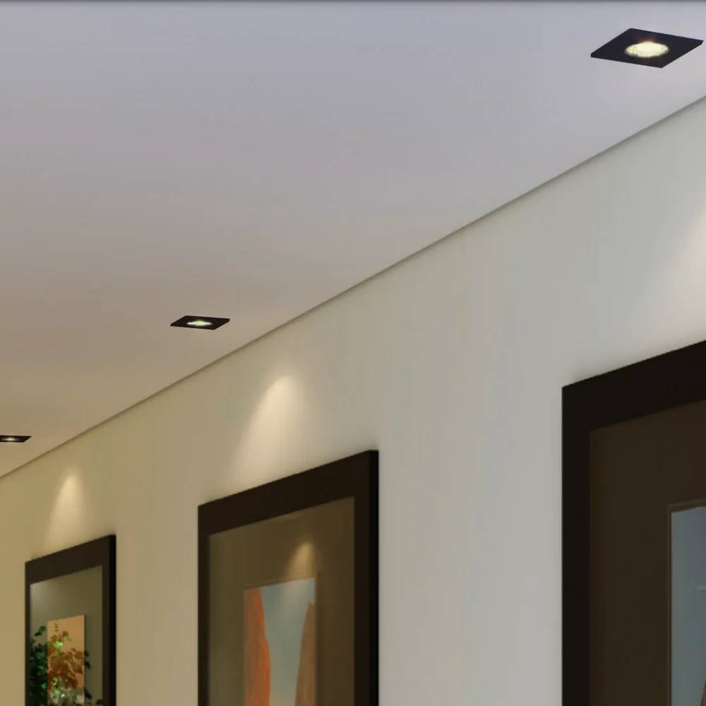 Spot de Embutir FoxLux LED 7W 3000K Quadrado Preto - LED90.708